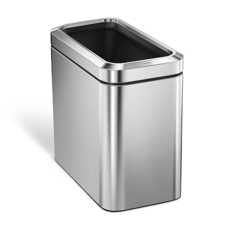 Simplehuman 66 gal Rectangular Indoor Metal Can, Brushed, Stainless Steel, 8.7 in CW1490